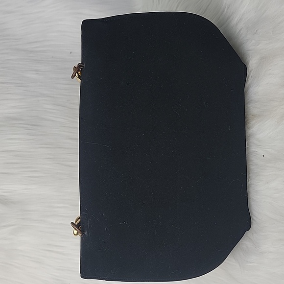 BIENEN DAVIS Black Velvet Gold Tone Chain Link Top Handle VTG Glam Evening Bag - Picture 2 of 16